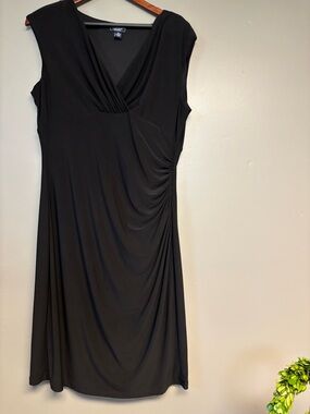 JM Collection Black Draped   V-Neck Women's Dress